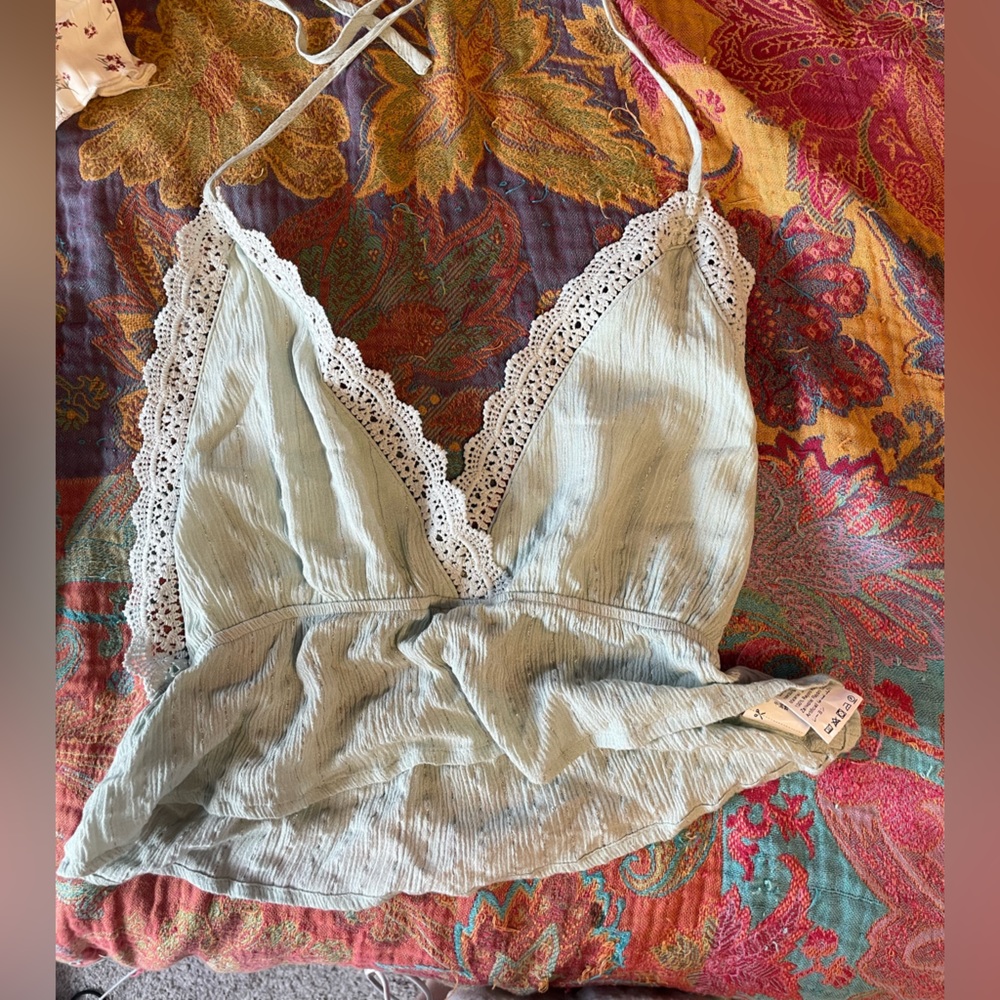 Small sage/sea foam green halter top